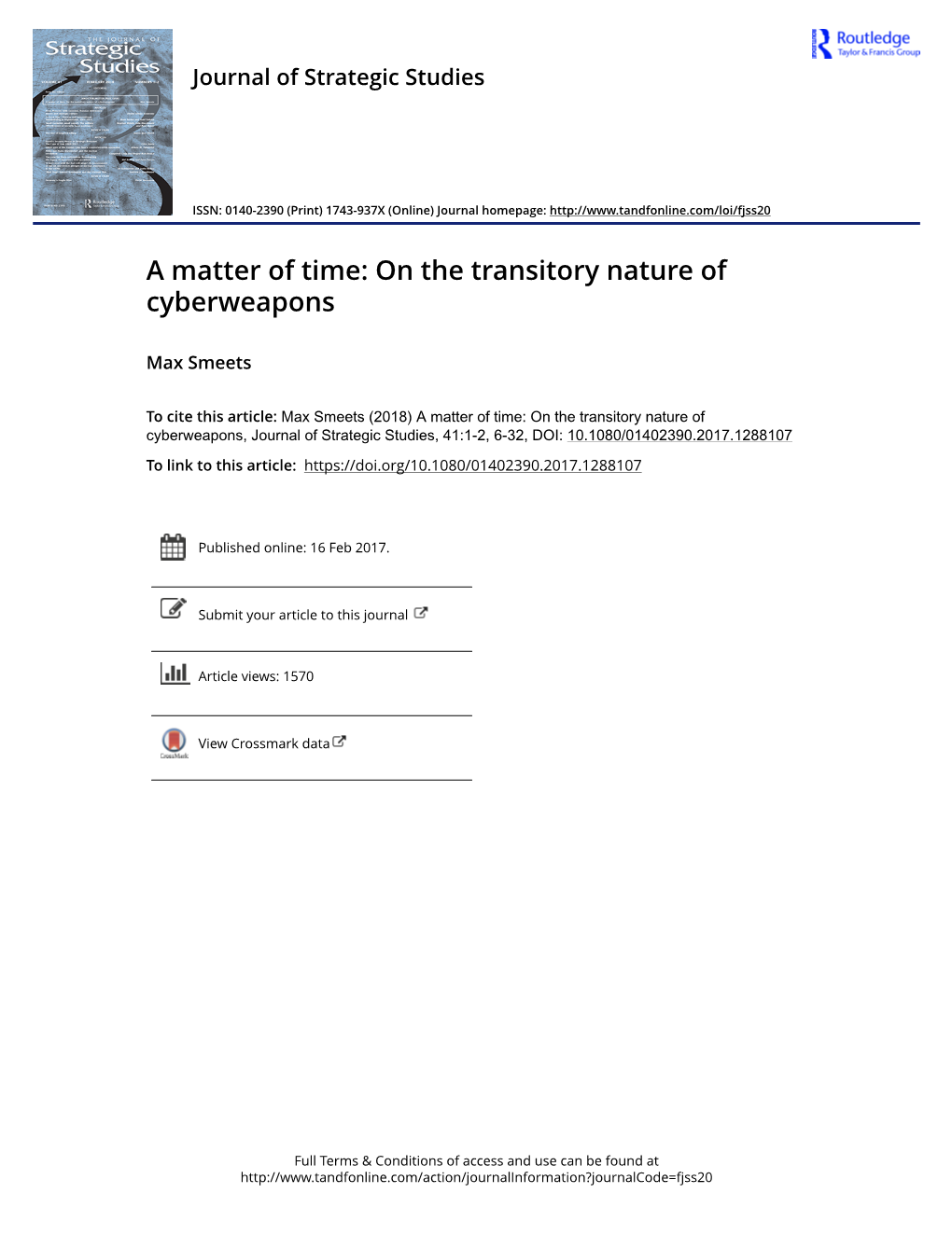 A Matter of Time: on the Transitory Nature of Cyberweapons