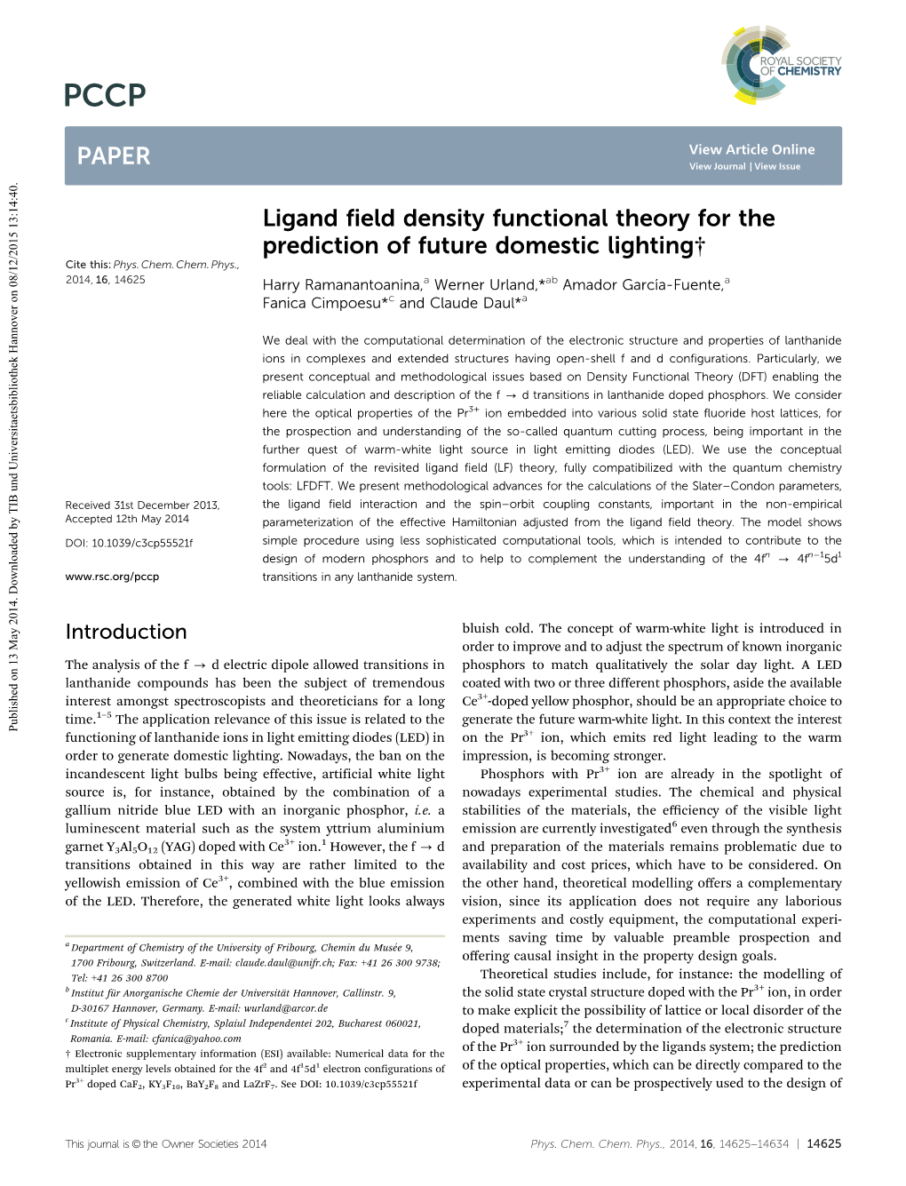 Ligand Field Density Functional Theory for the Prediction of Future Domestic Lighting† Cite This: Phys