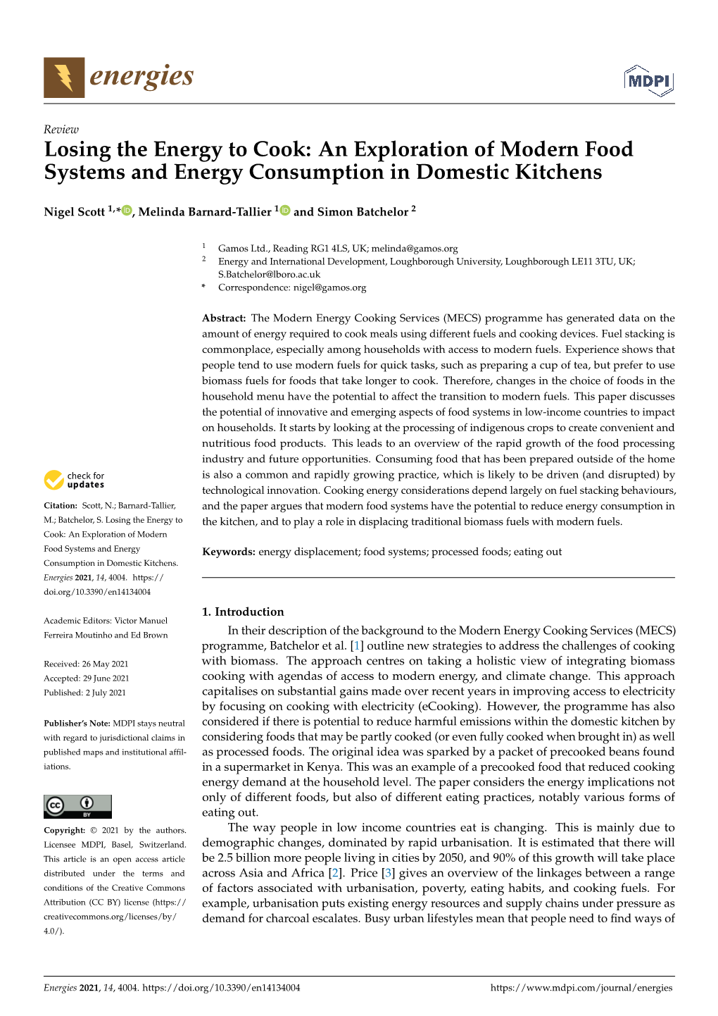 An Exploration of Modern Food Systems and Energy Consumption in Domestic Kitchens