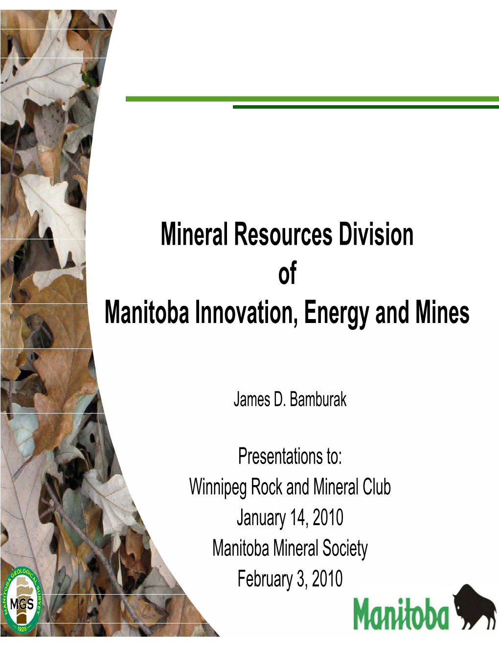 Mineral Resources Division of Manitoba Innovation, Energy And