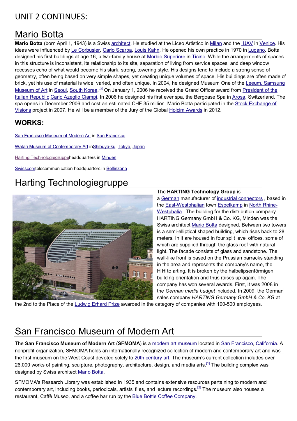 Mario Botta Harting Technologiegruppe San Francisco