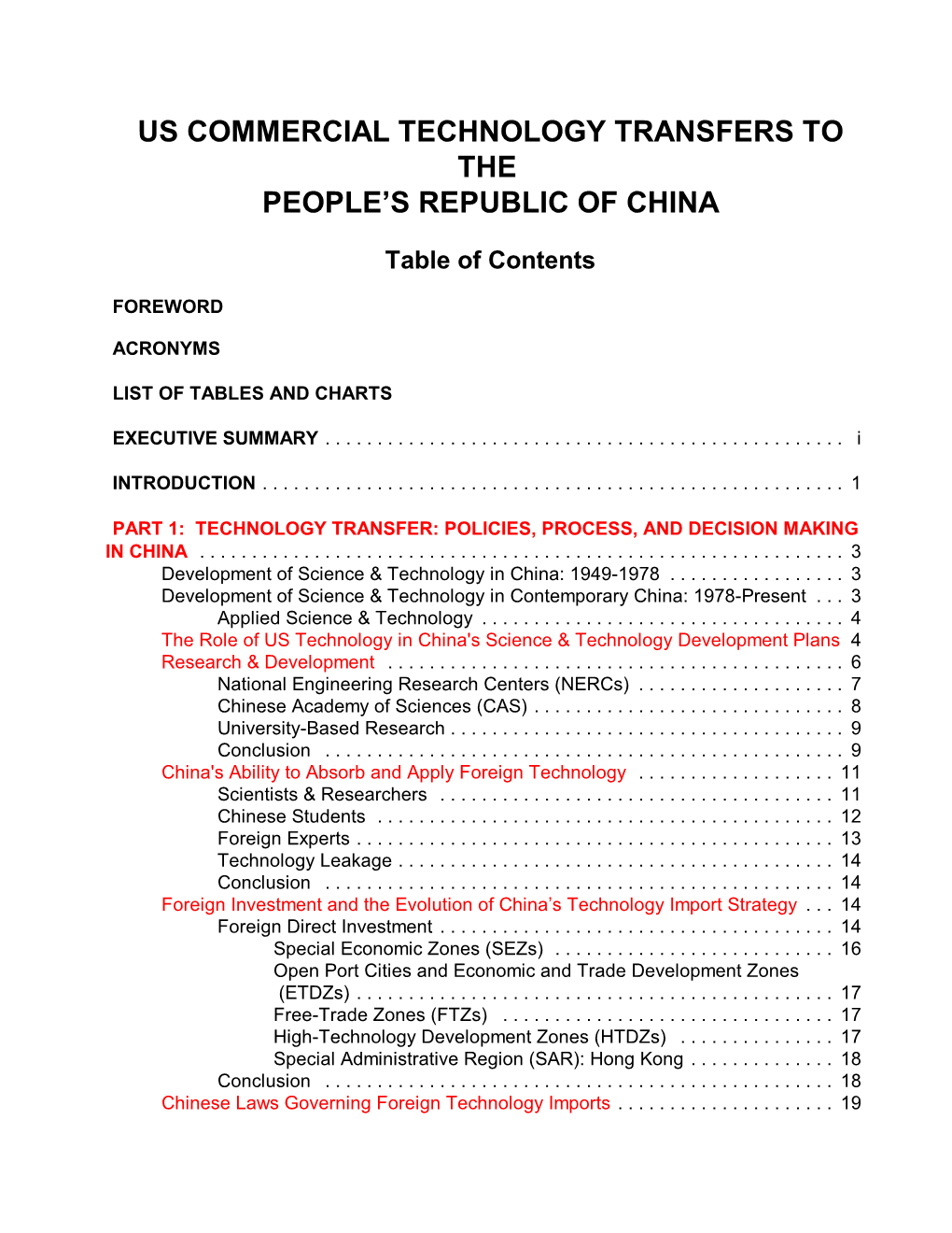 Technology Transfers to the People’S Republic of China