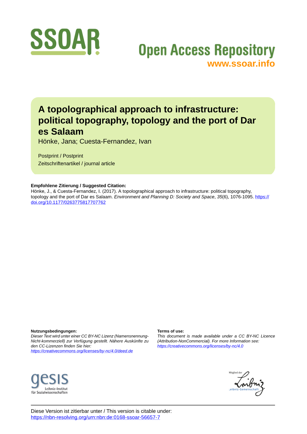 Political Topography, Topology and the Port of Dar Es Salaam Hönke, Jana; Cuesta-Fernandez, Ivan