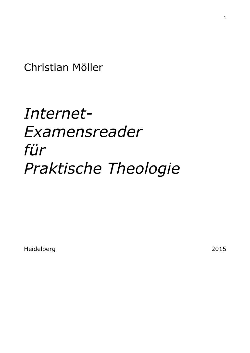 Internet- Examensreader Für Praktische Theologie