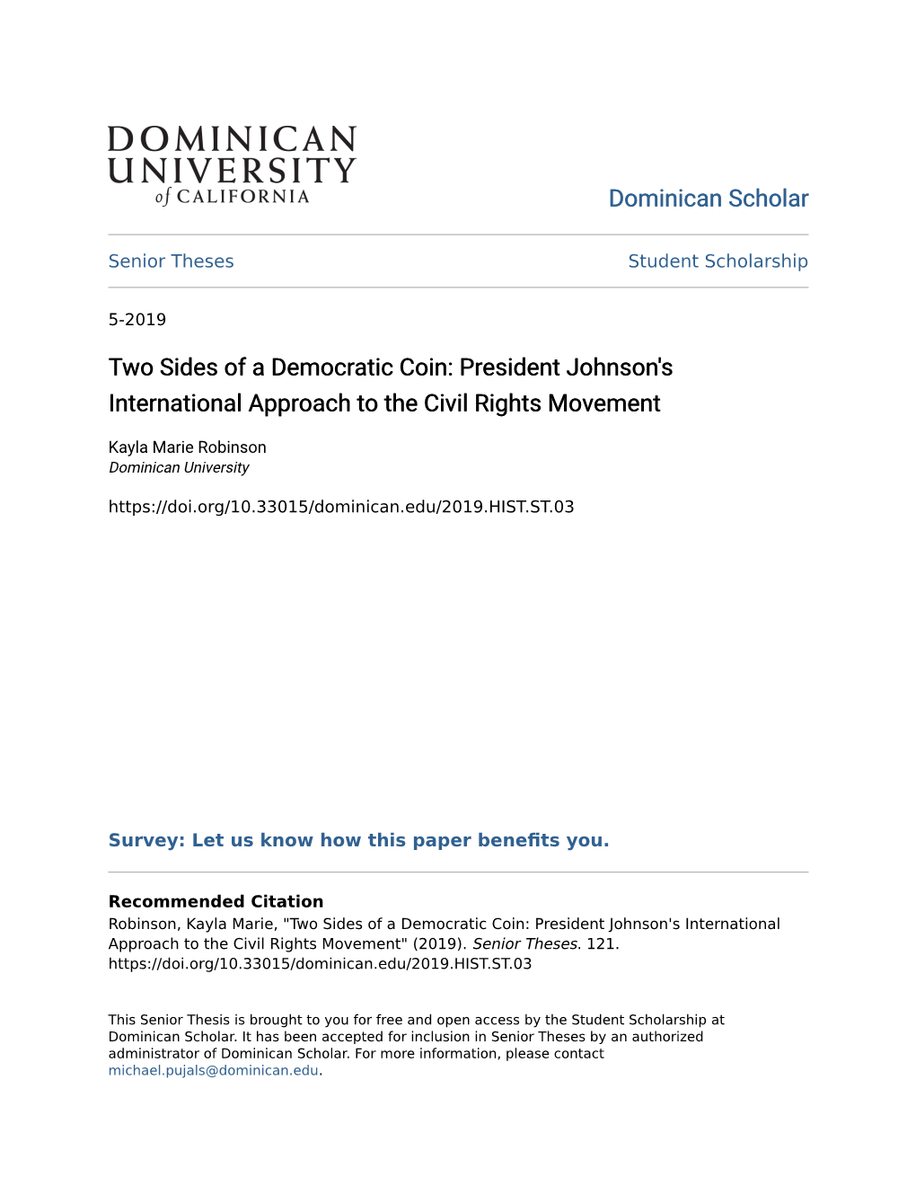 President Johnson's International Approach to the Civil Rights Movement