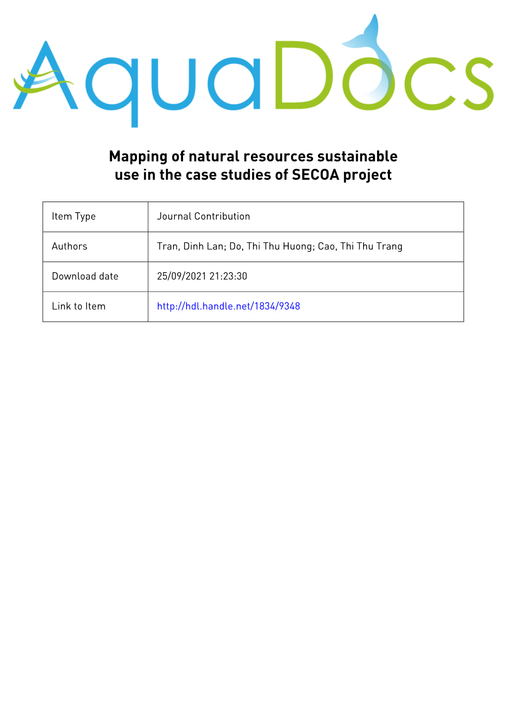 239 Mapping of Natural Resources Sustainable Use