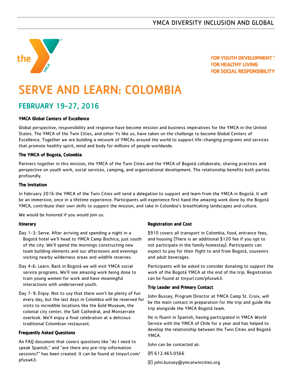 Serve and Learn: Colombia February 19-27, 2016
