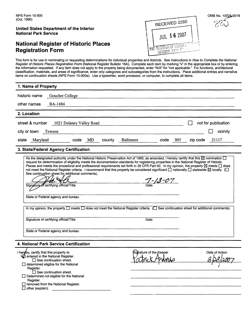 National Register of Historic Places Registration Form