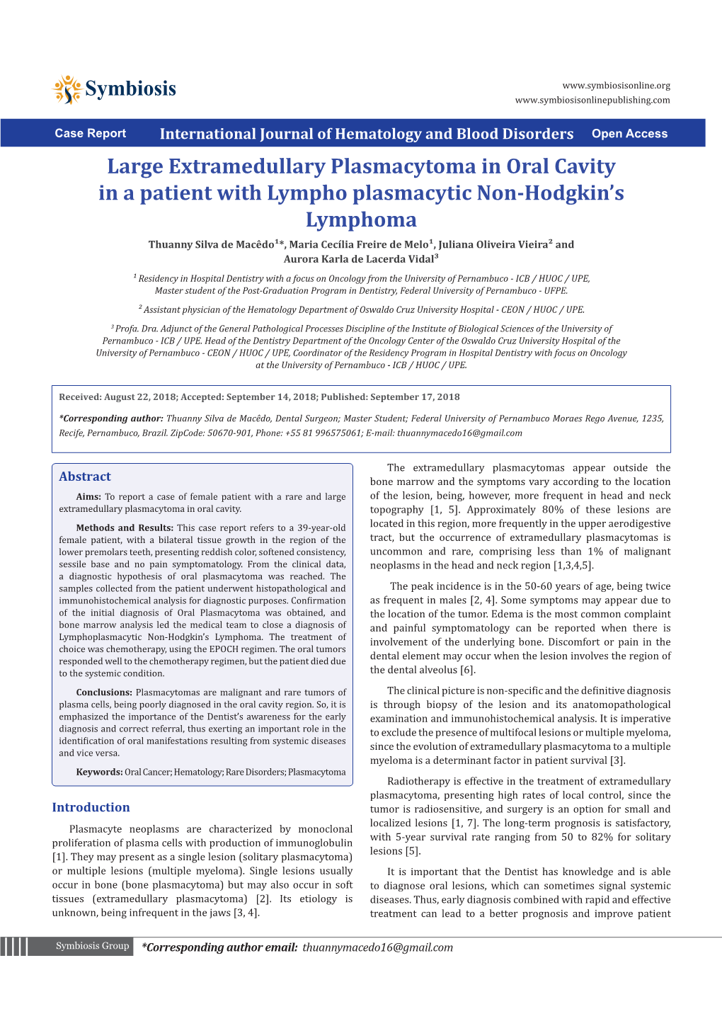 Large Extramedullary Plasmacytoma in Oral Cavity in a Patient with Lympho Plasmacytic Non-Hodgkin's Lymphoma