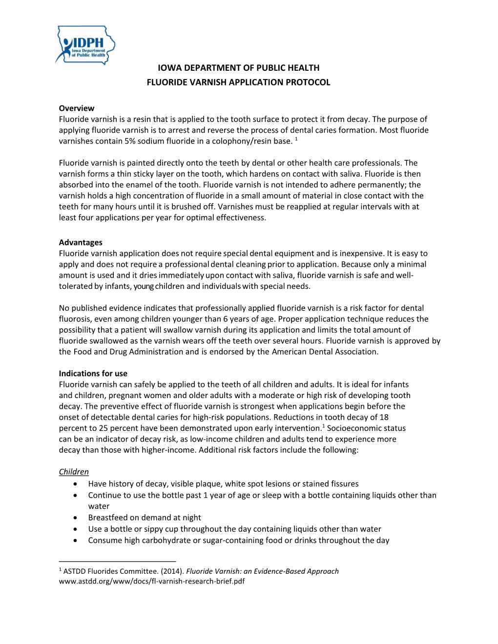 Fluoride Varnish Protocol