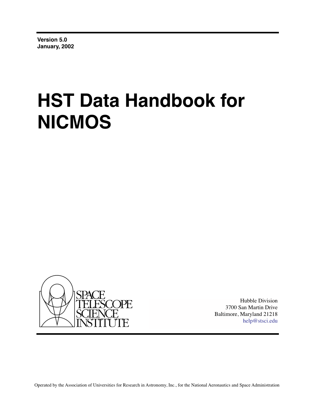 HST Data Handbook for NICMOS