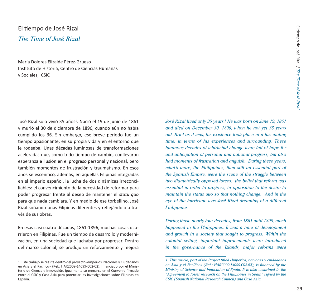 El Tiempo De José Rizal El Tiempo De José Rizal the Time of José Rizal