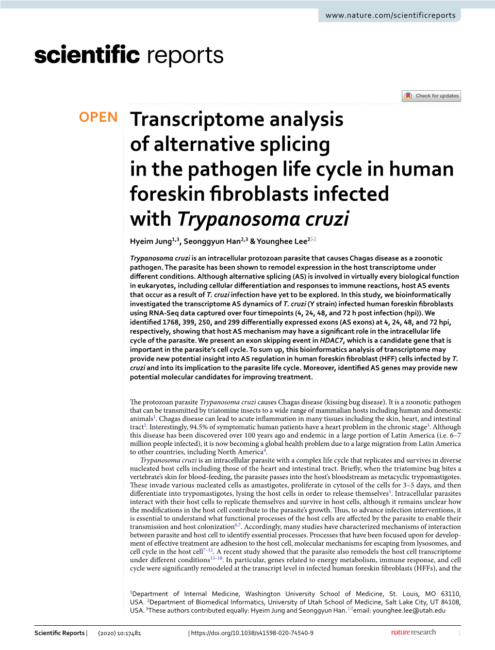 Transcriptome Analysis of Alternative Splicing in the Pathogen Life Cycle In