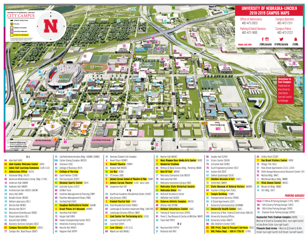 University of Nebraska–Lincoln 2018-2019 Campus Maps