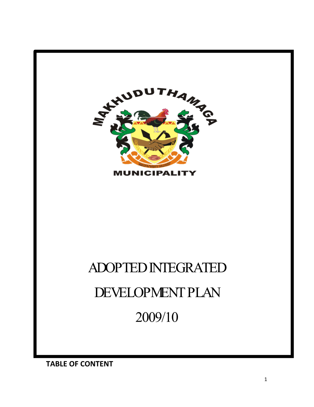 Adopted Integrated Development Plan 2009/10