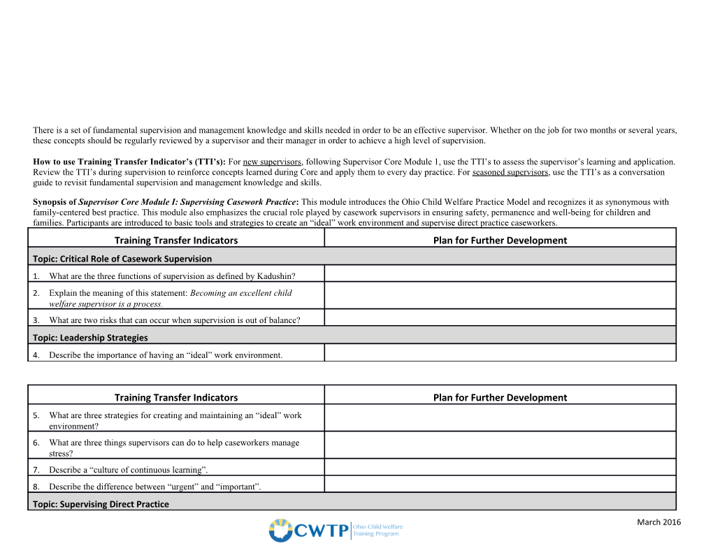 There Is a Set of Fundamental Supervision and Management Knowledge and Skills Needed In