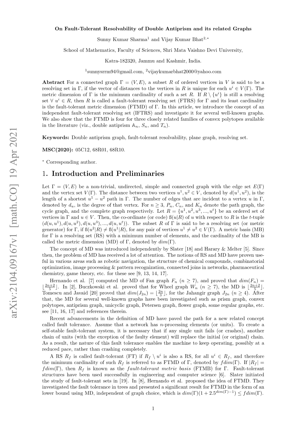 On Fault-Tolerant Resolvability of Double Antiprism and Its Related Graphs