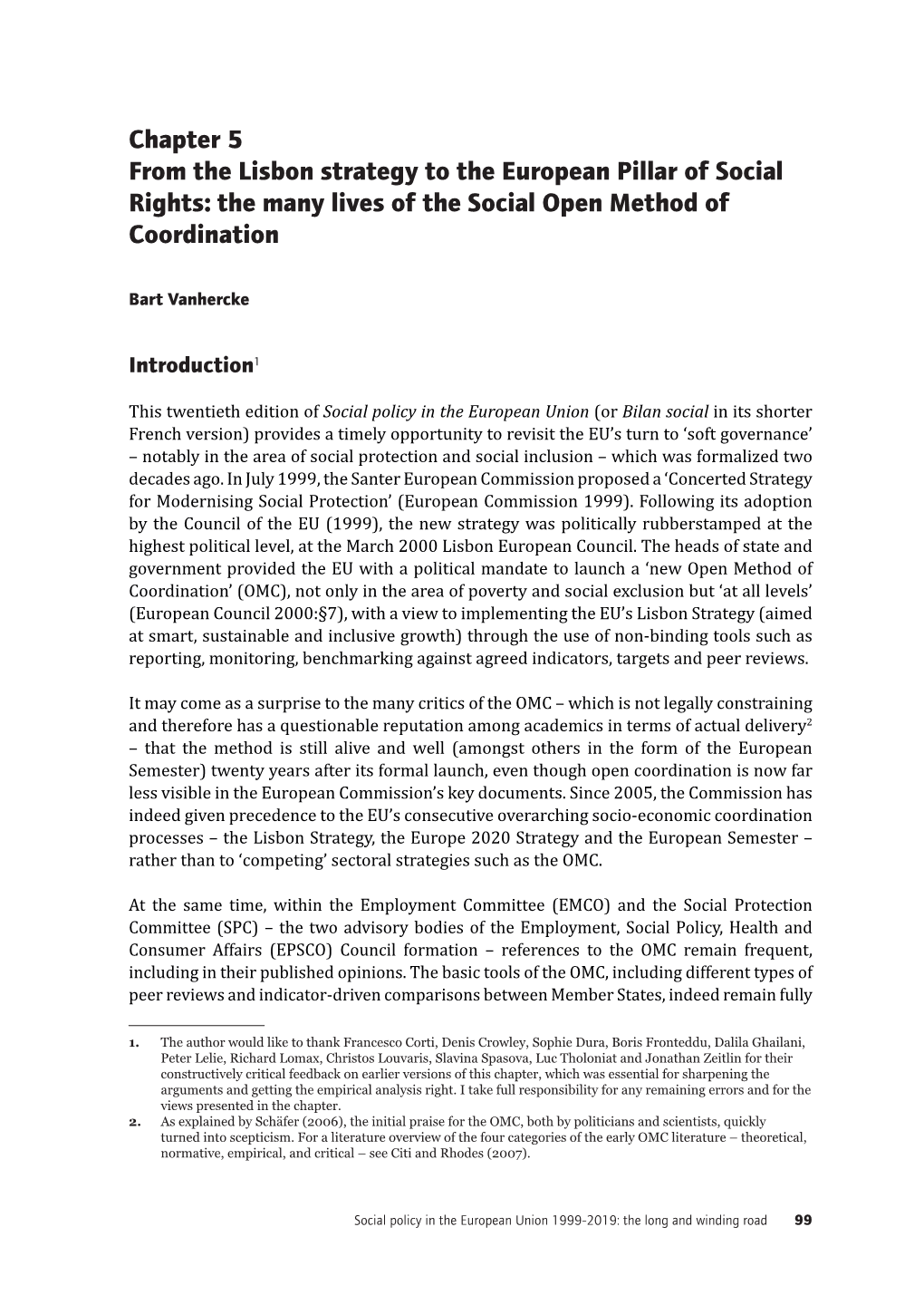 Chapter 5 from the Lisbon Strategy to the European Pillar of Social Rights: the Many Lives of the Social Open Method of Coordination