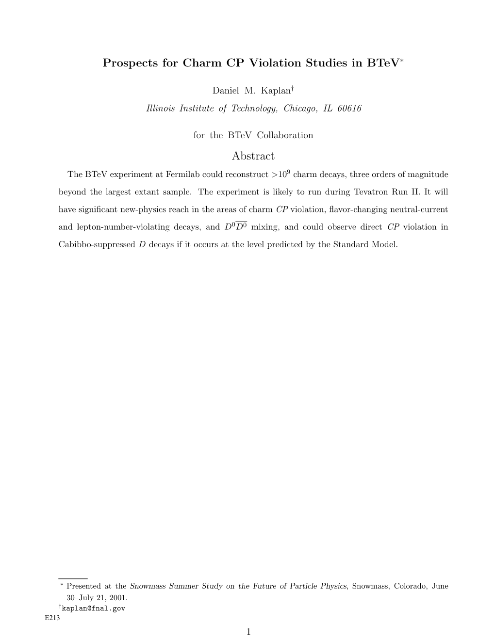 Prospects for Charm CP Violation Studies in Btev∗