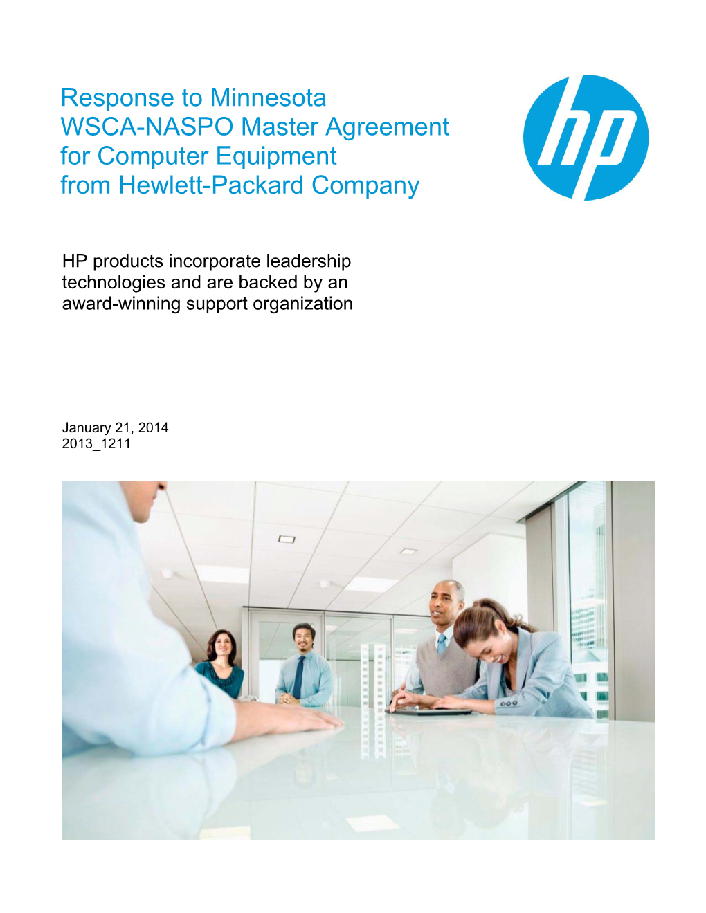 Response to Minnesota WSCA-NASPO Master Agreement for Computer Equipment from Hewlett-Packard Company