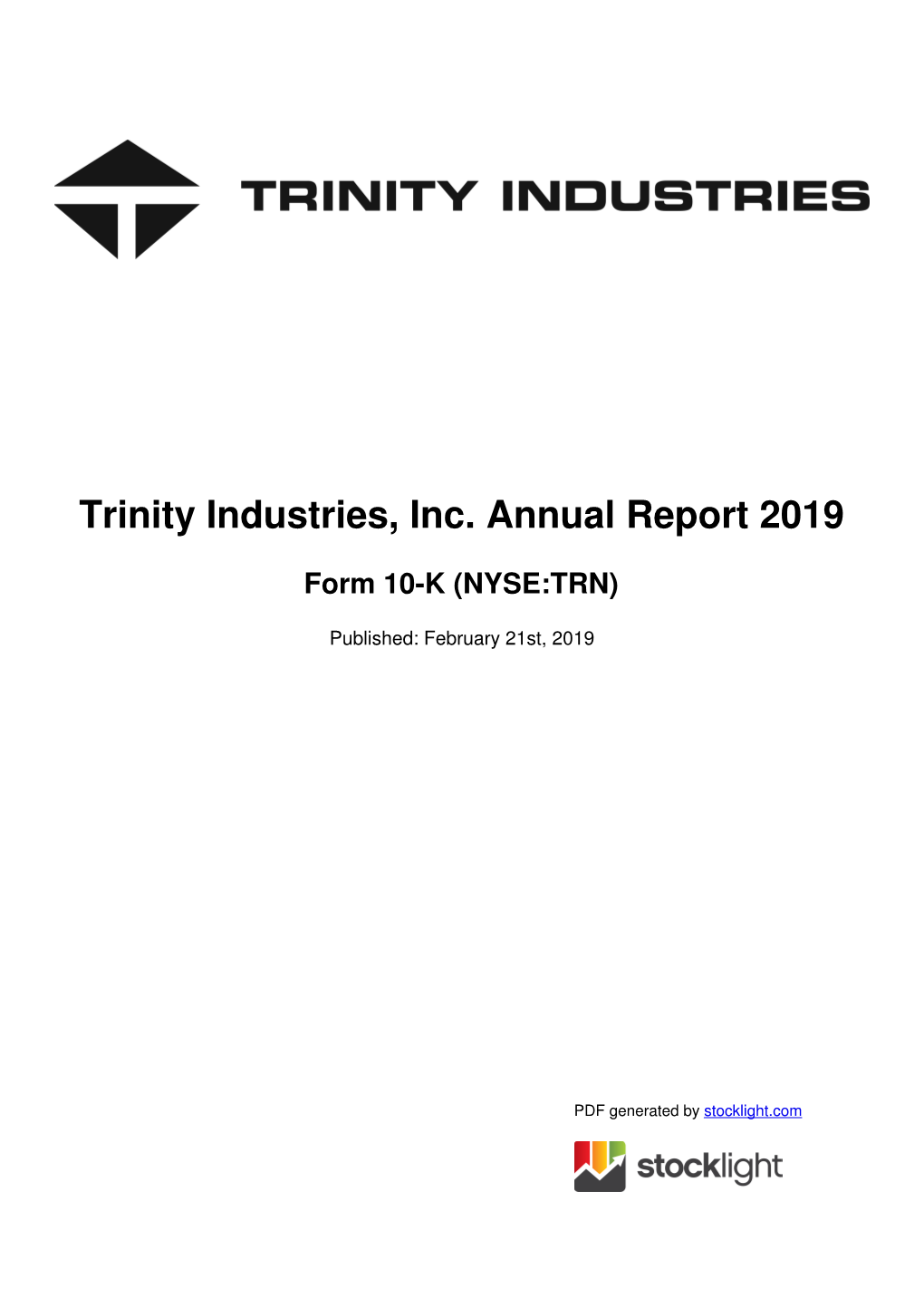 Trinity Industries, Inc. Annual Report 2019