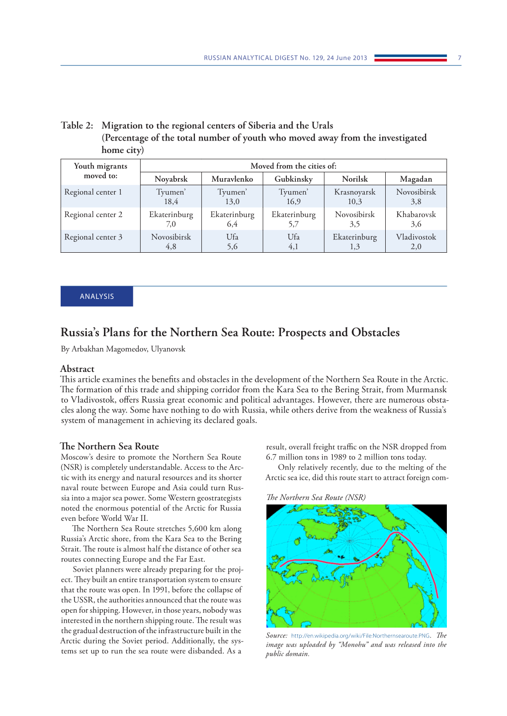 Russia's Plans for the Northern Sea Route