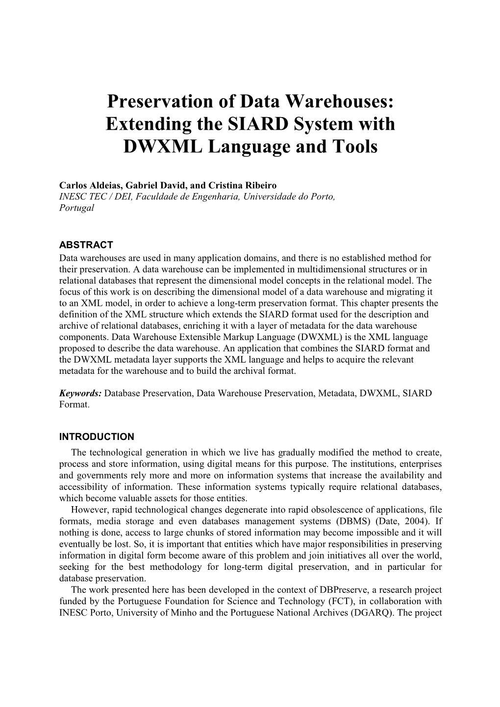 Preservation of Data Warehouses: Extending the SIARD System With