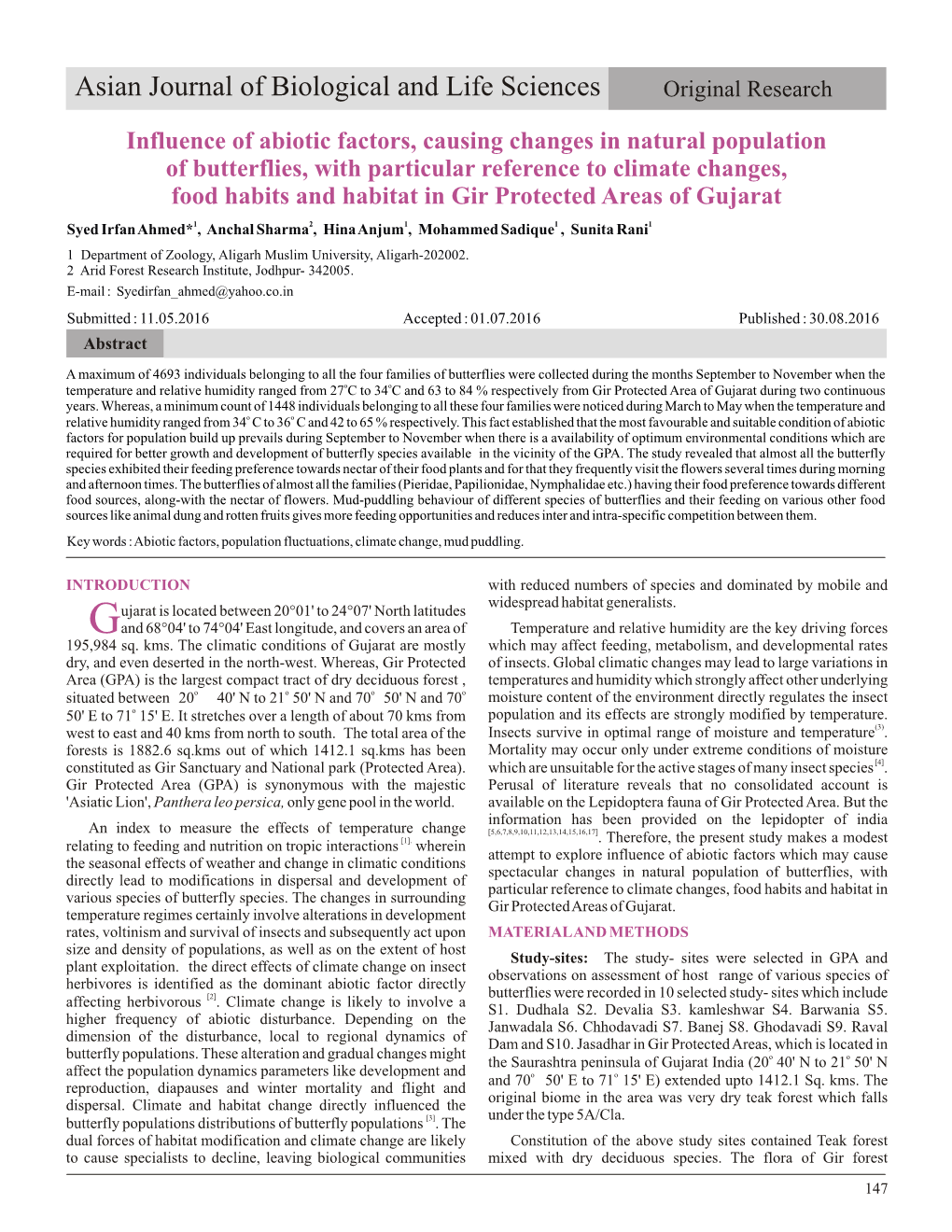 Influence of Abiotic Factors, Causing Changes in Natural Population Of