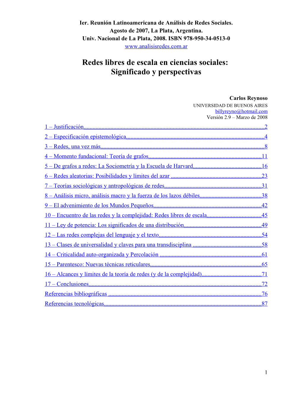 Redes Libres De Escala En Ciencias Sociales: Significado Y Perspectivas