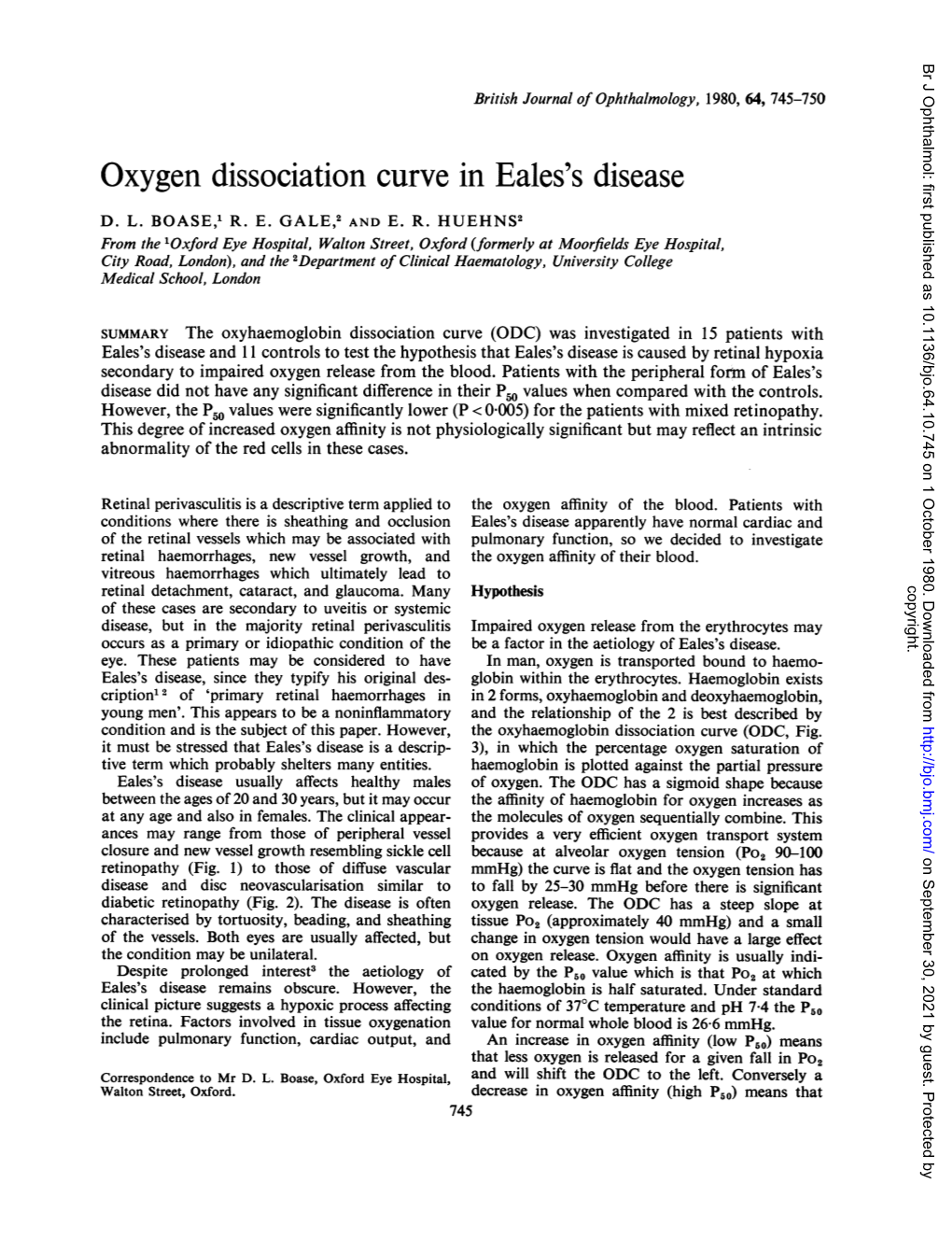 Oxygen Dissociation Curve in Eales's Disease