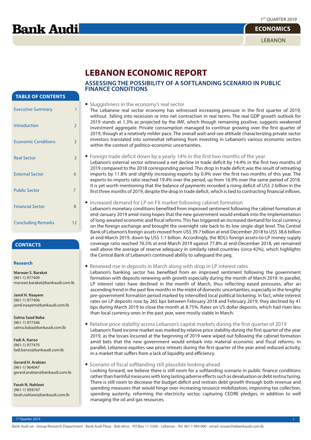 Lebanon Economic Report