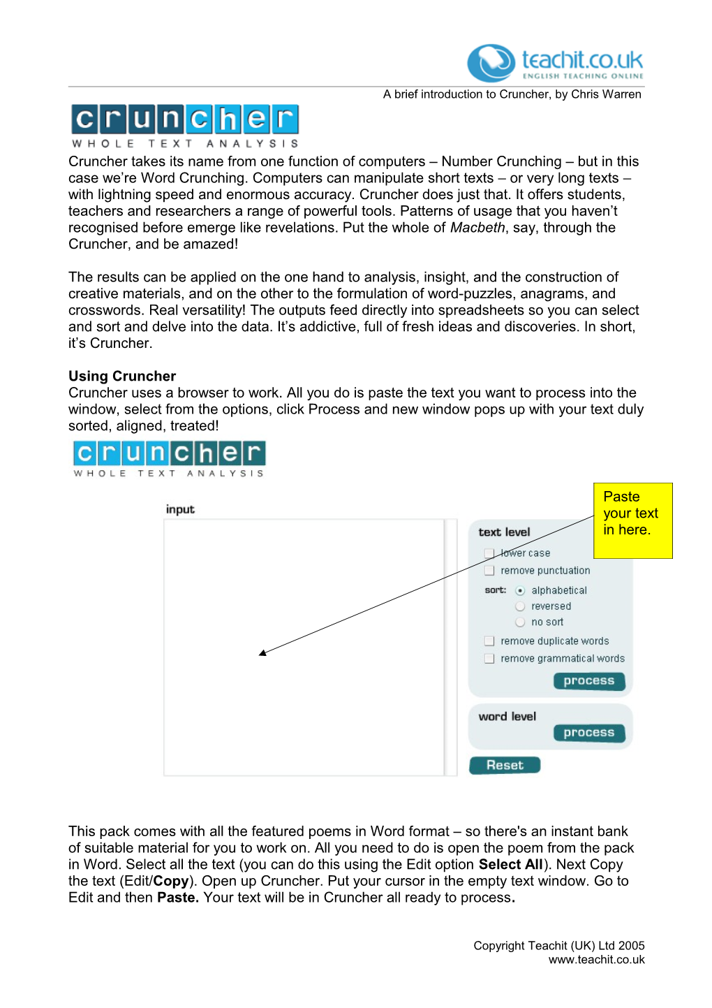 A Brief Introduction to Cruncher, by Chris Warren