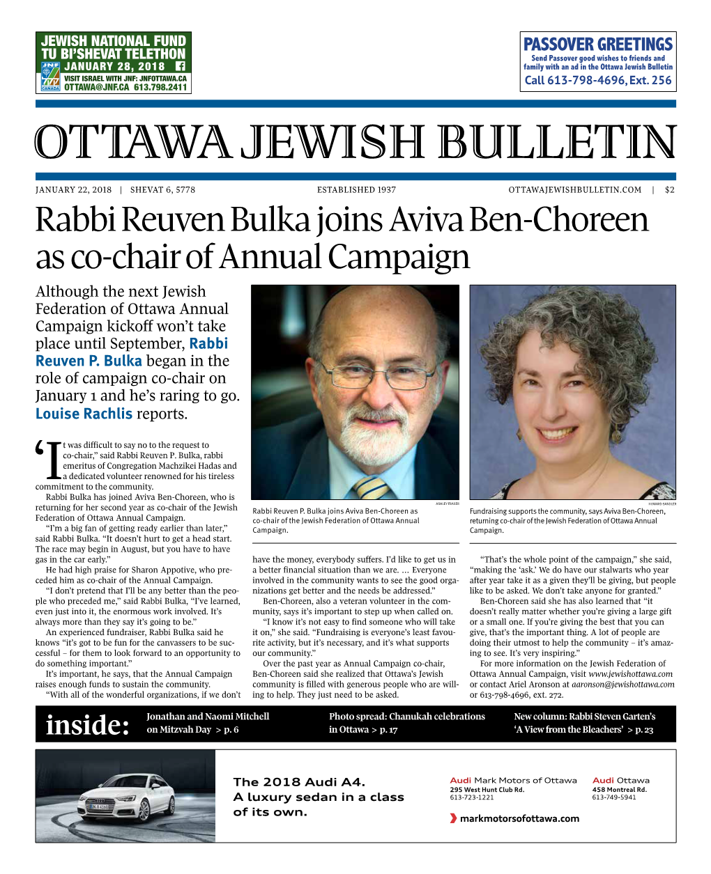 Ottawa Jewish Bulletin VISIT ISRAEL with JNF: JNFOTTAWA.CA Call 613-798-4696, Ext