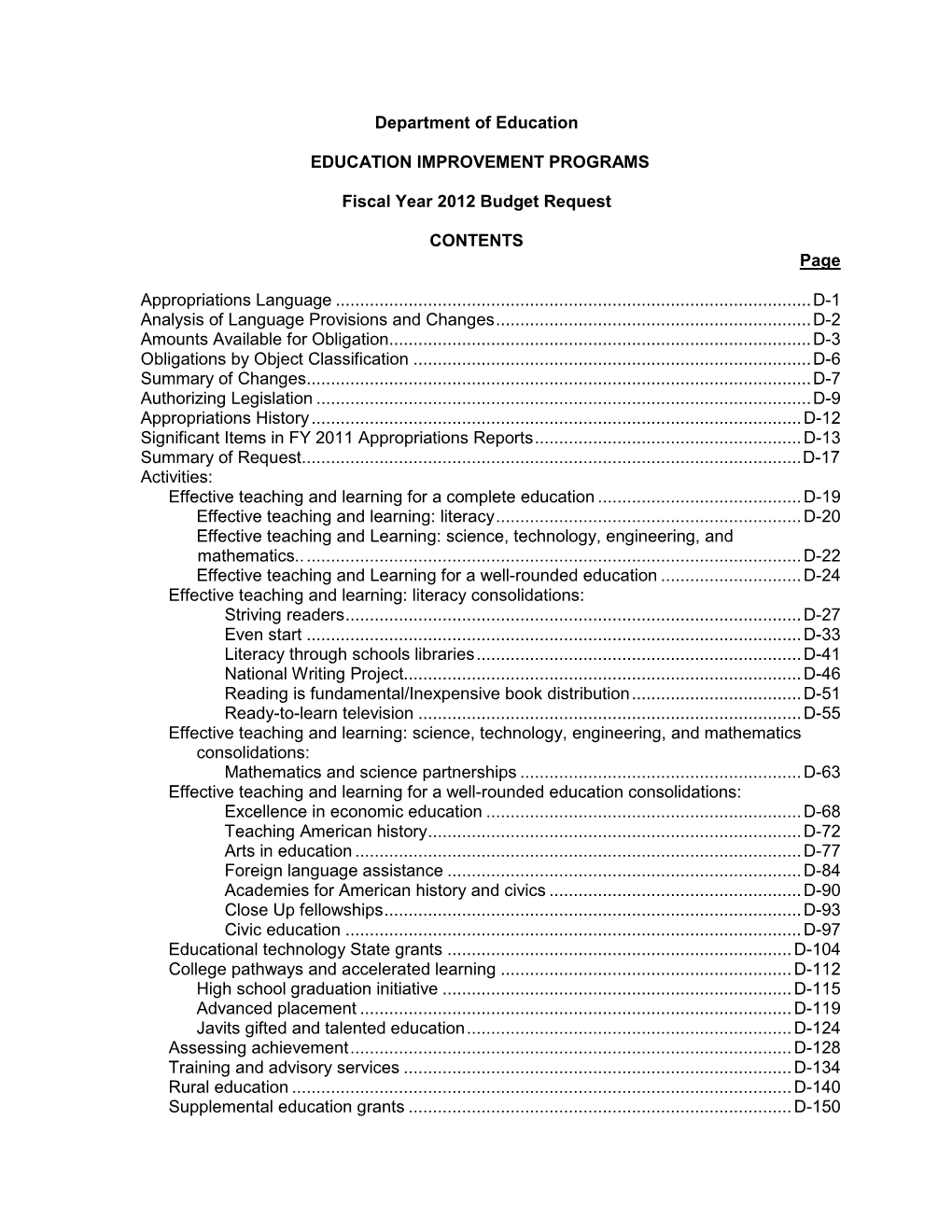 Education Improvement Programs