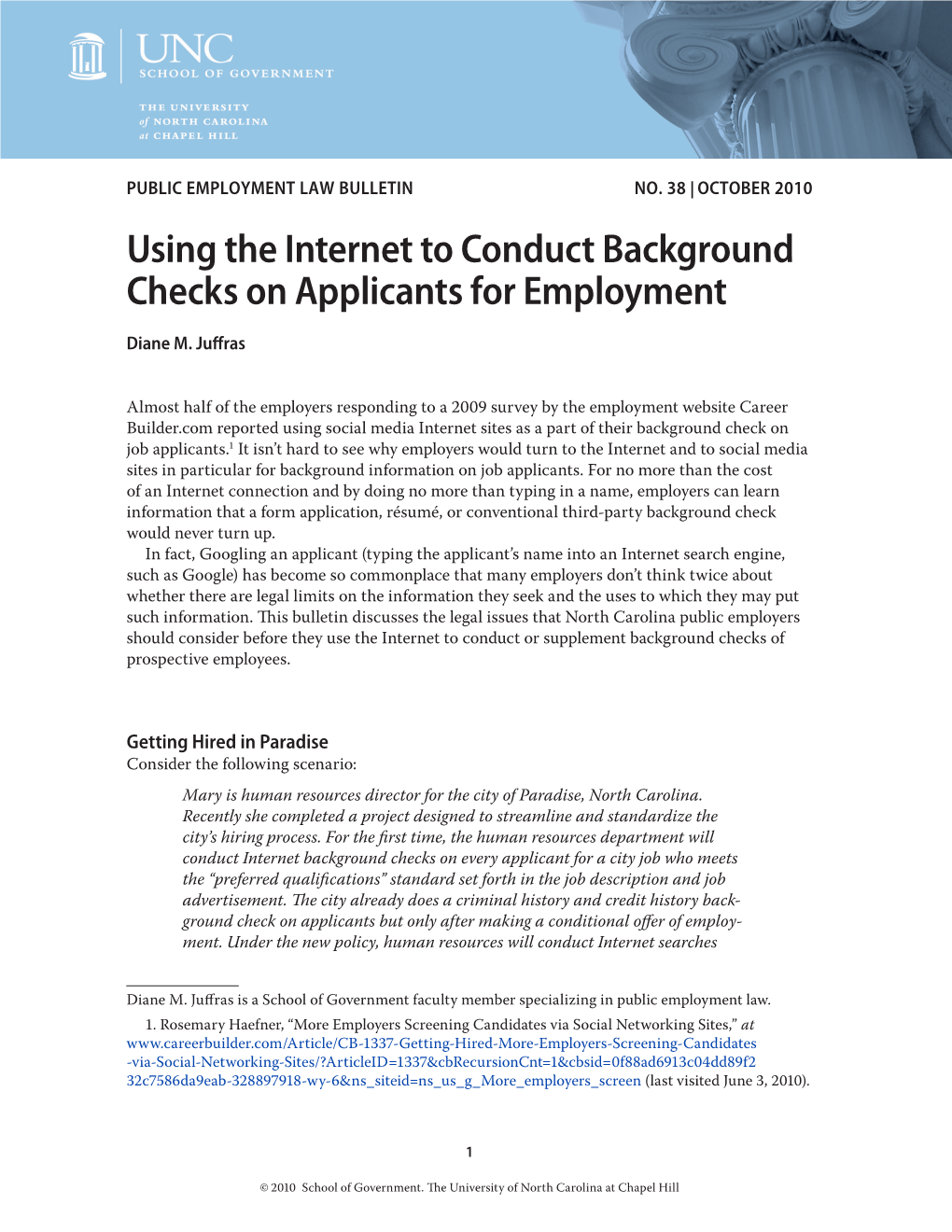 Using the Internet to Conduct Background Checks on Applicants for Employment