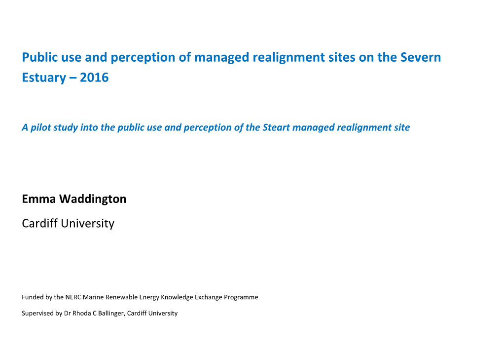 Public Use and Perception of Managed Realignment Sites on the Severn Estuary – 2016