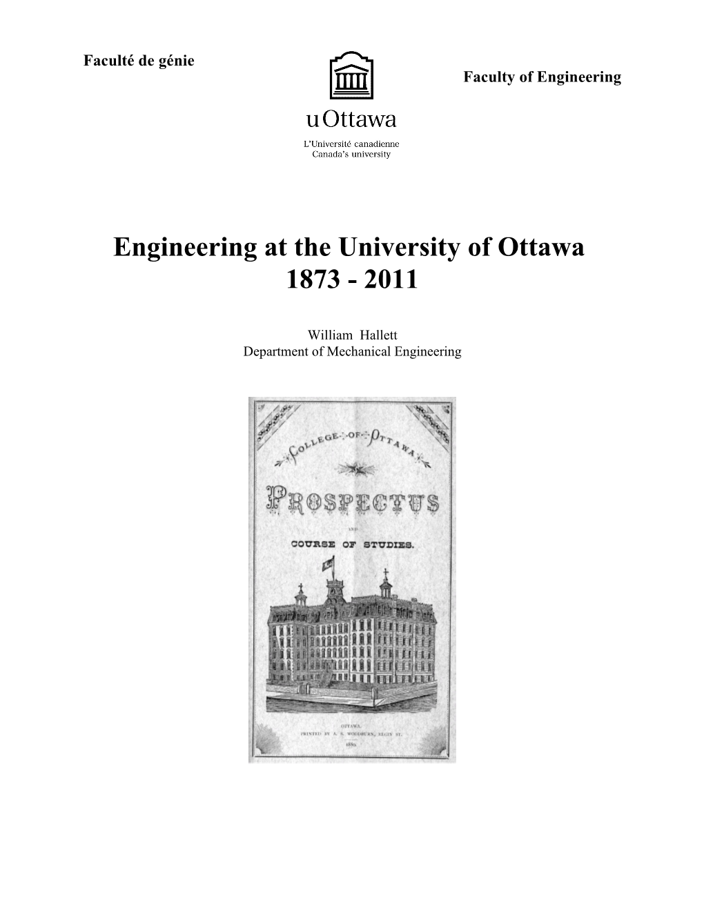 Engineering at the University of Ottawa 1873 - 2011