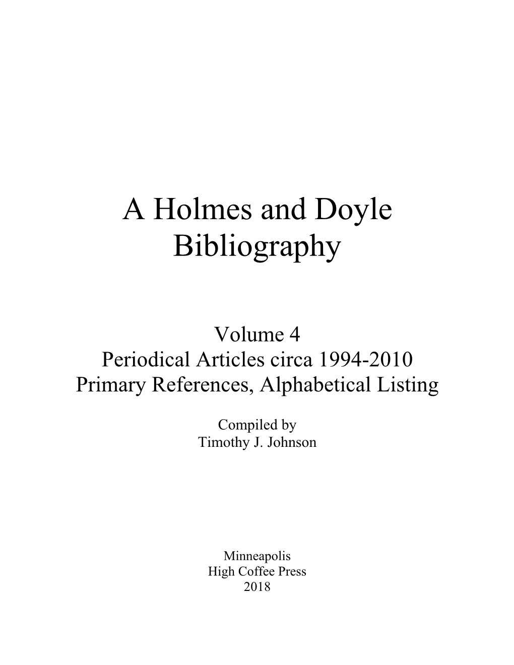 A Holmes and Doyle Bibliography