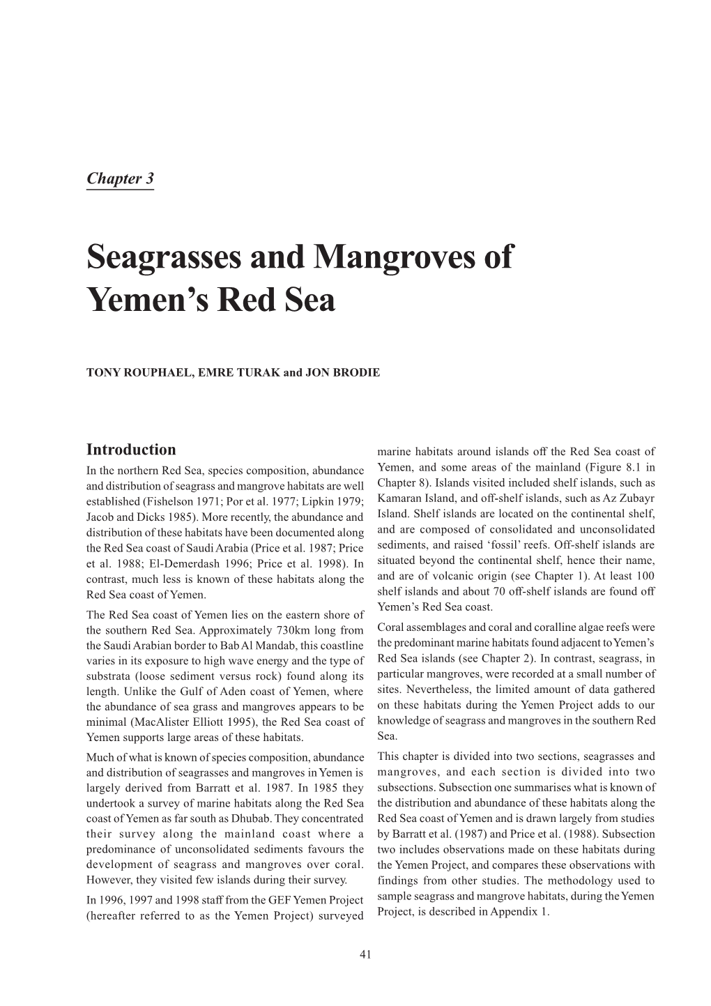 Seagrasses and Mangroves of Yemen's Red