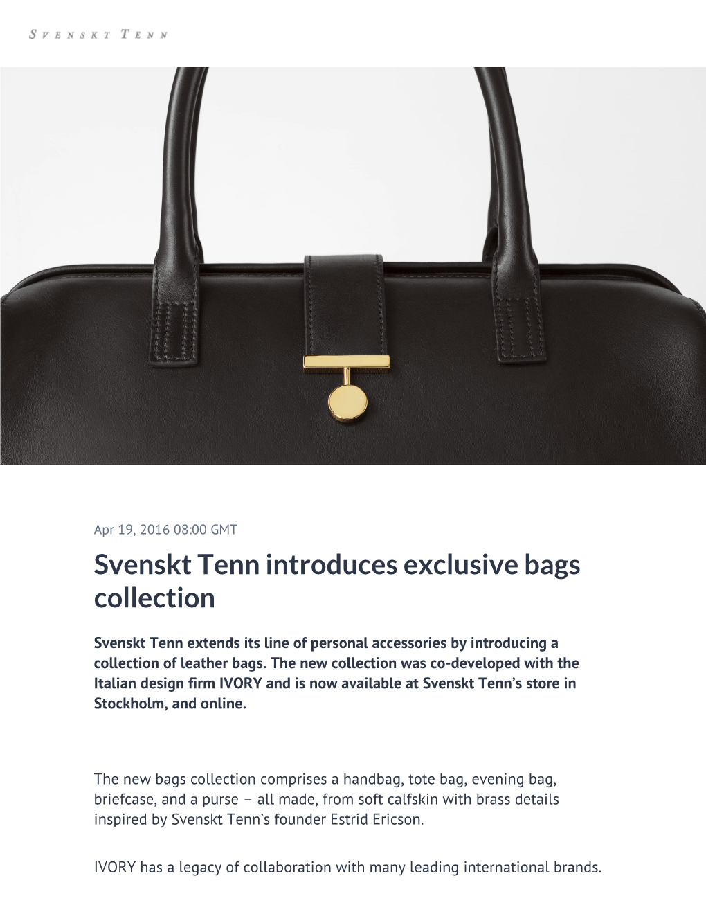 Svenskt Tenn Introduces Exclusive Bags Collection