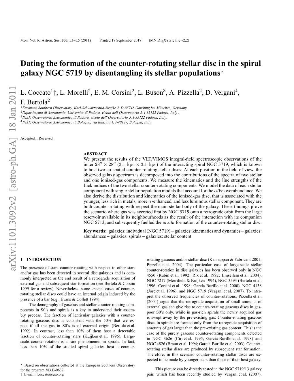 Dating the Formation of the Counter-Rotating Stellar Disc in the Spiral Galaxy NGC 5719 by Disentangling Its Stellar Populations