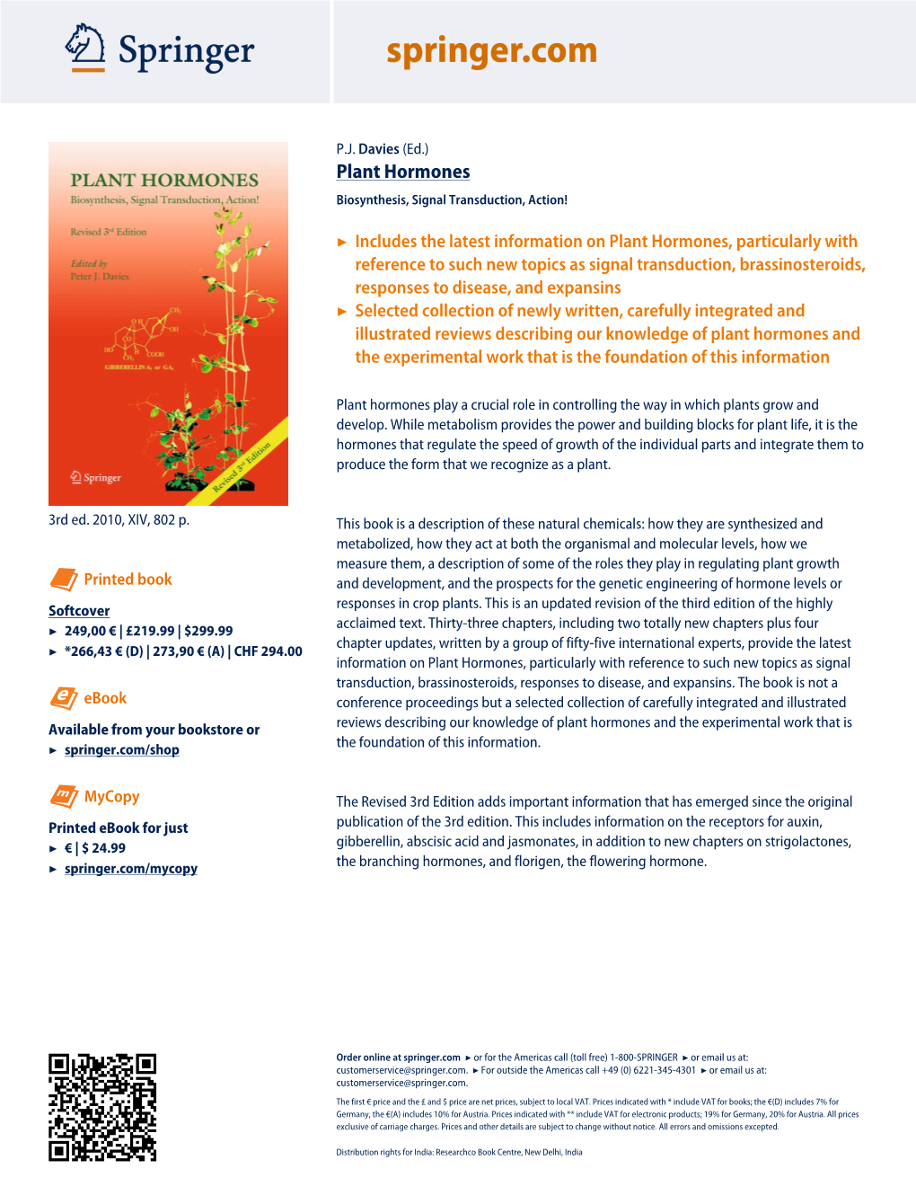 Plant Hormones Biosynthesis, Signal Transduction, Action!