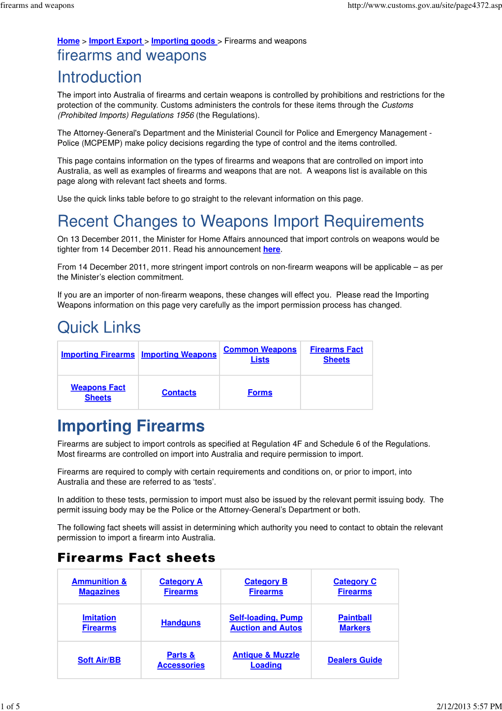 Firearms and Weapons