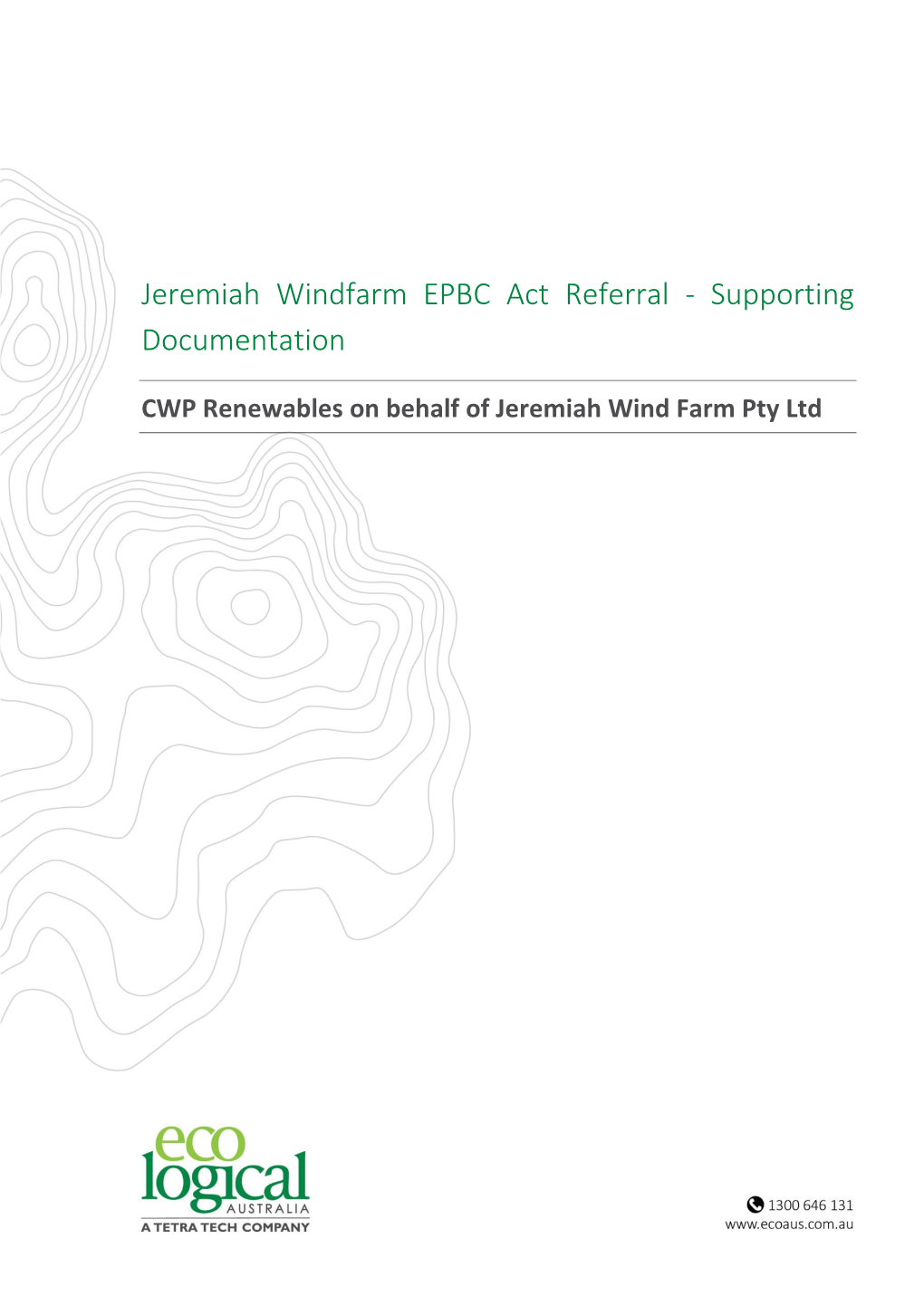 Jeremiah Windfarm EPBC Act Referral - Supporting