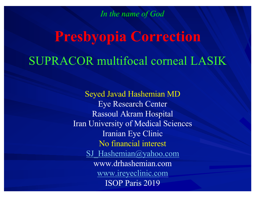 SUPRACOR Multifocal Corneal LASIK