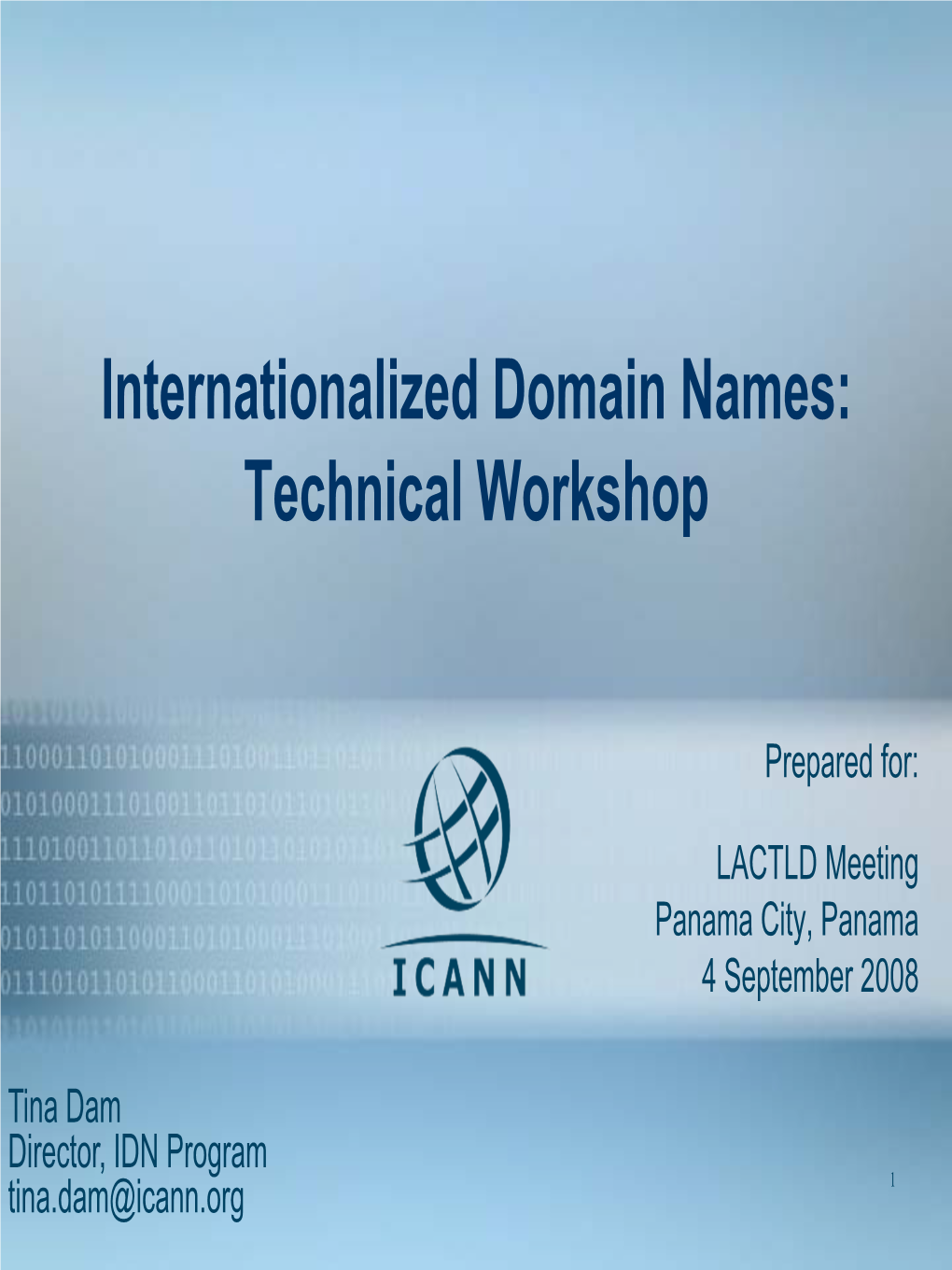 Internationalized Domain Names: Technical Workshop