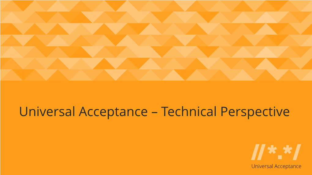 Universal Acceptance – Technical Perspective