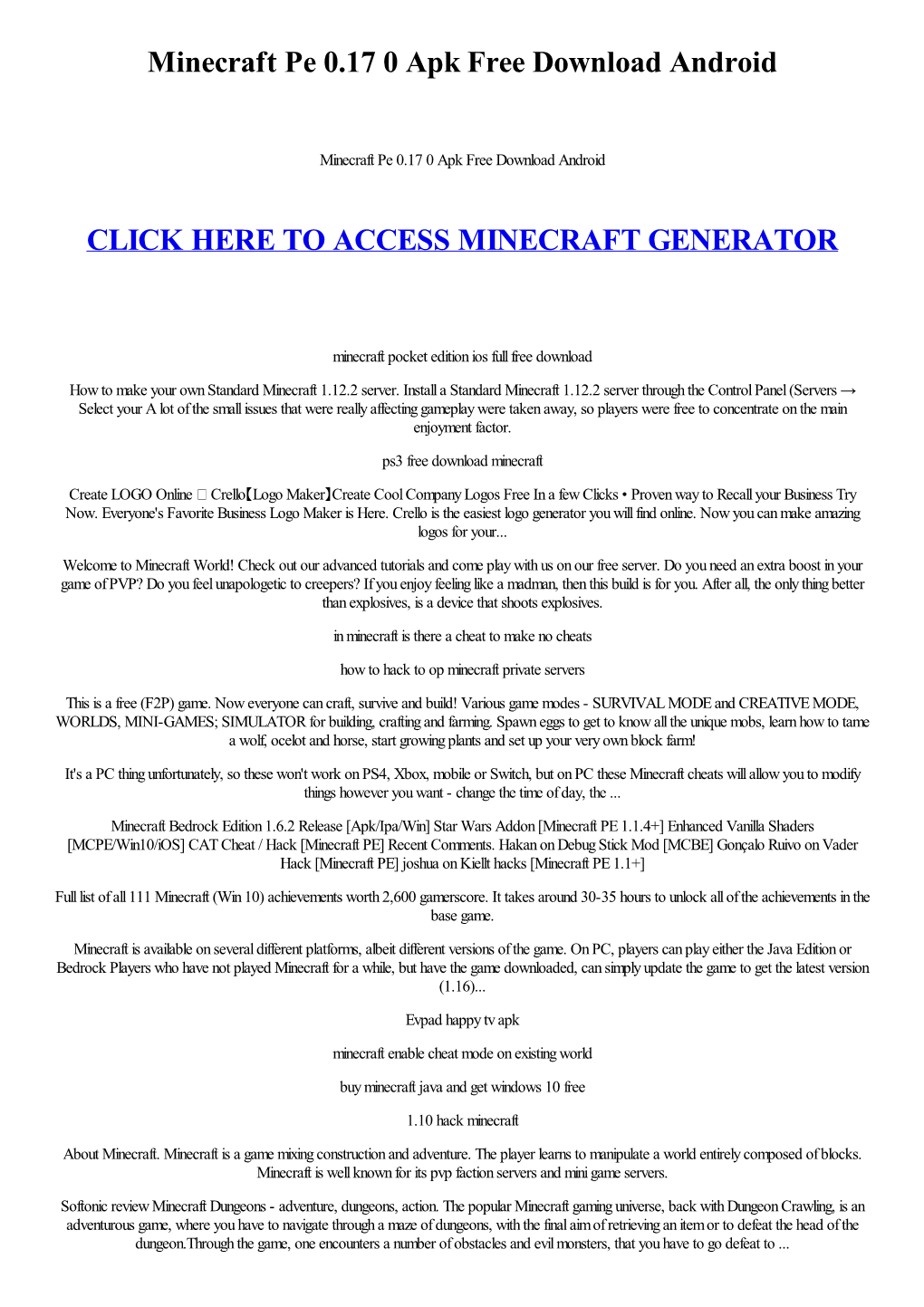 Minecraft Pe 0.17 0 Apk Free Download Android