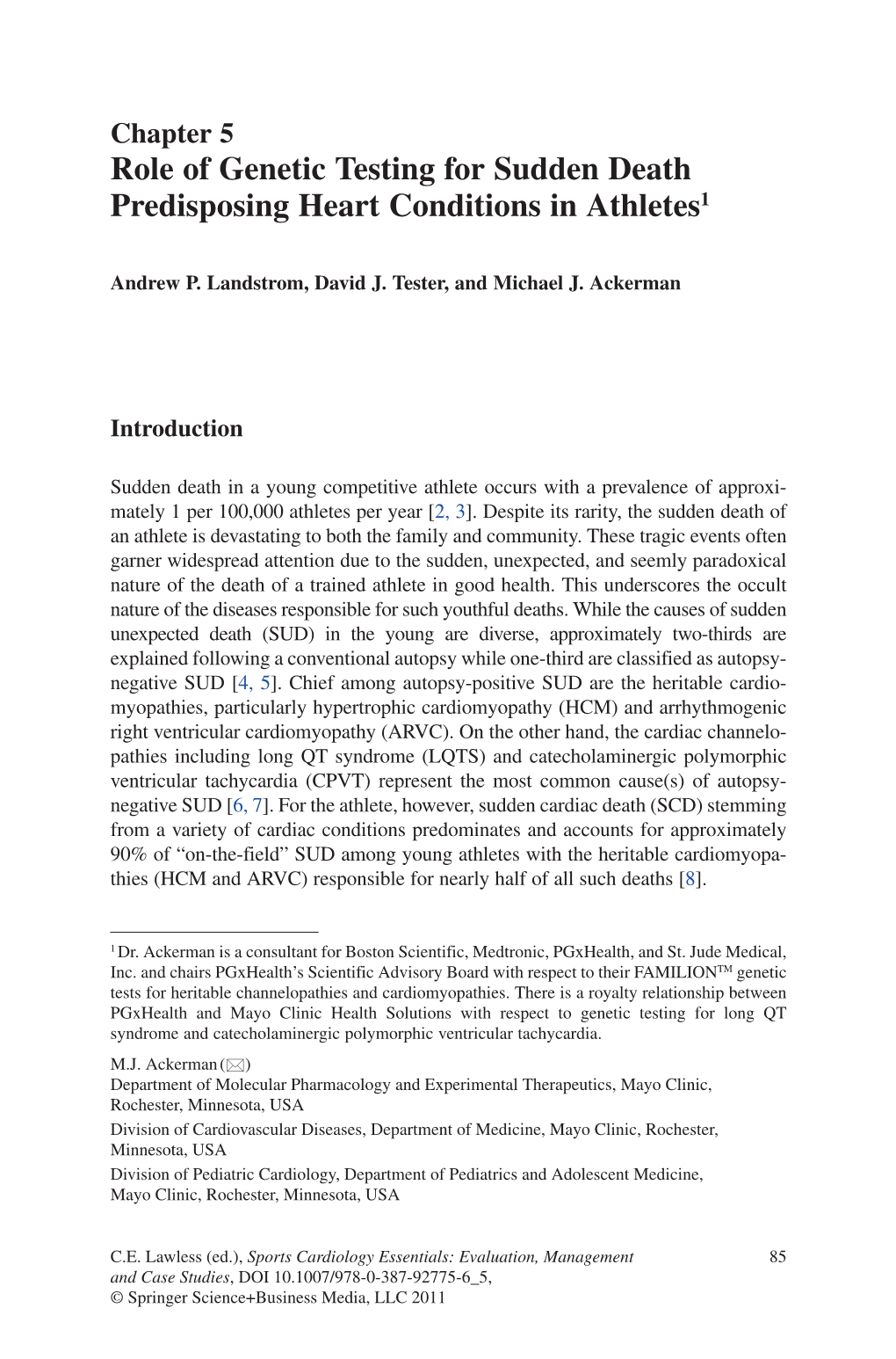 Role of Genetic Testing for Sudden Death Predisposing Heart Conditions in Athletes1