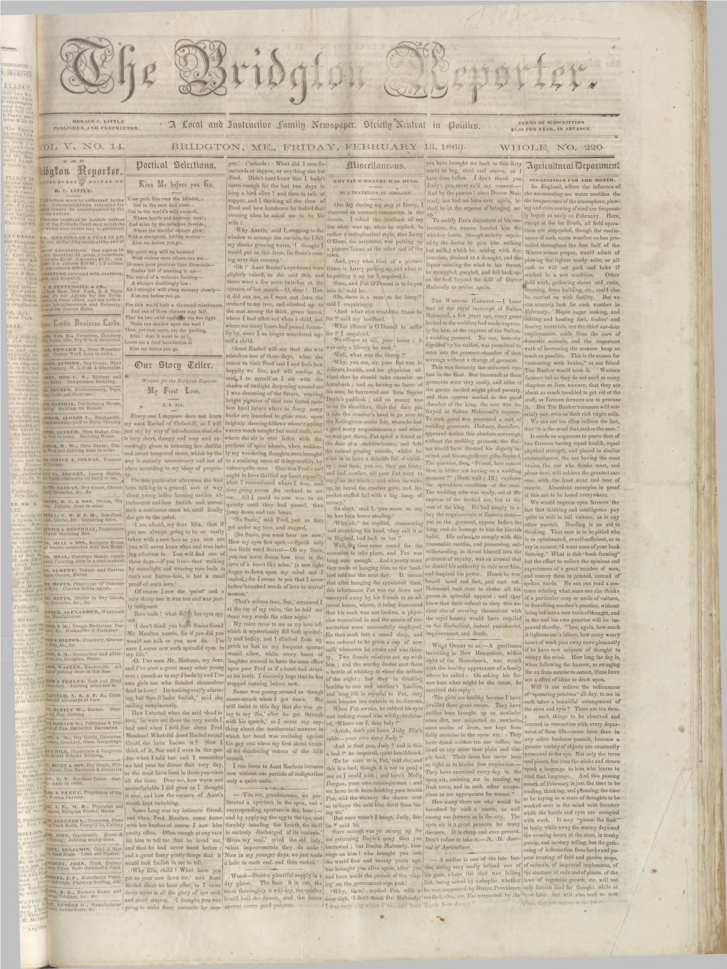 Bridgton Reporter : Vol. 5, No. 14 February 13,1863